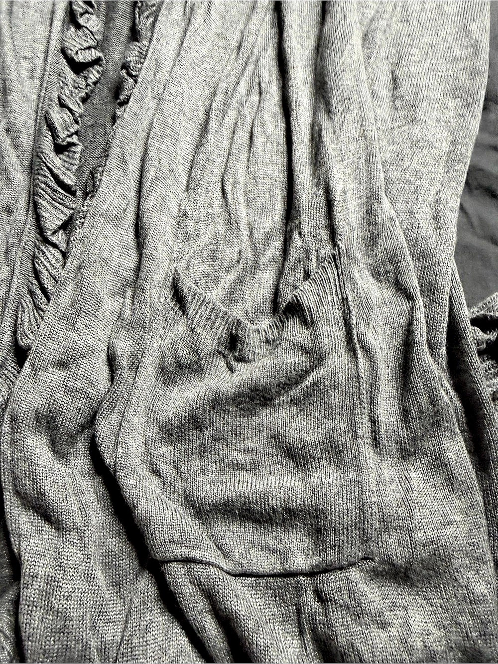 Joseph A. Open Front Ruffle Cardigan Gray XL - Picture 3 of 5